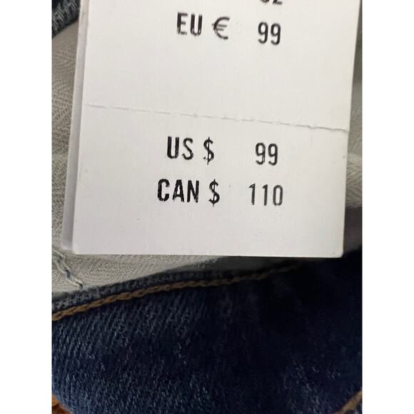 Abercrombie & Fitch Distressed High Rise Mom Jeans Stretch Blue Size 37 Plus 24R - Picture 7 of 8